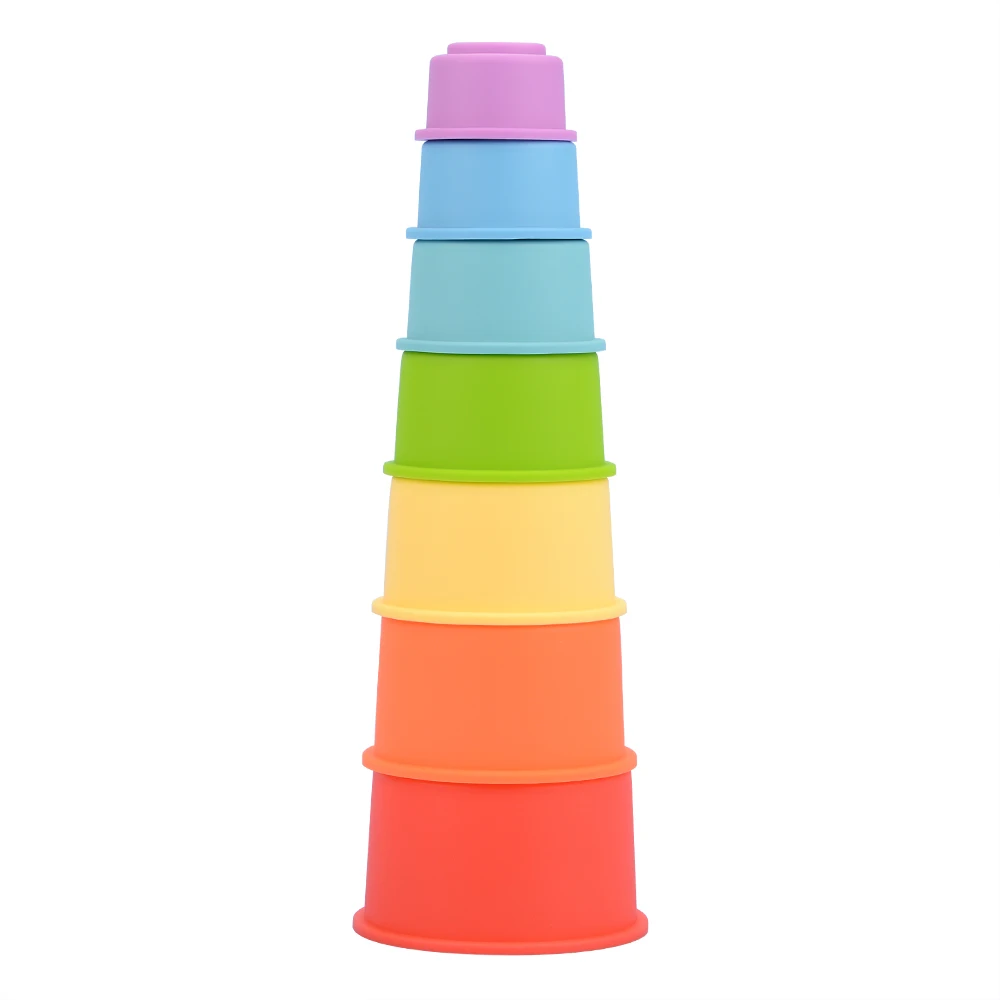 Kids Toy Stacking Toy Silicone Stacking Cup Baby Toy Building Soft Baby Stacking Cups