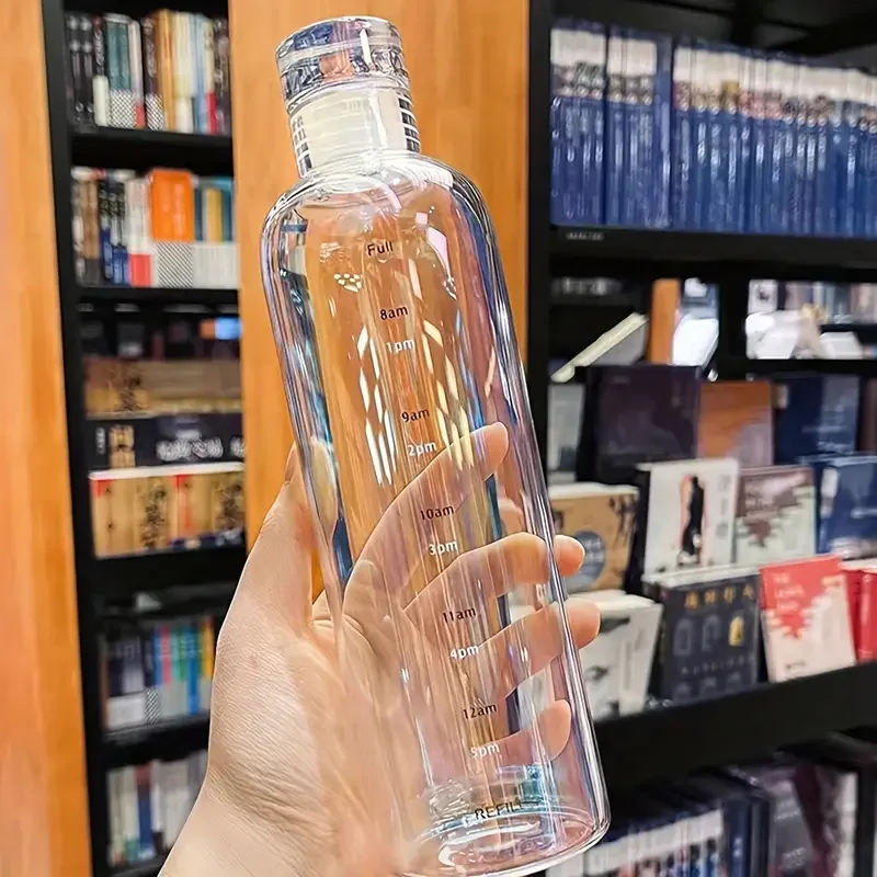 Оптовая продажа роскошная стеклянная бутылка для минеральной воды на заказ 500 мл ноутбука из боросиликатного стекла с крышкой