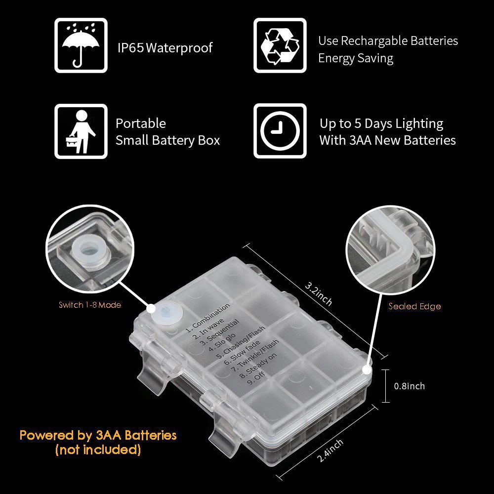 Рождественская гирлянда на День святого Валентина, светодиодная уличная гирлянда с теплым белым светом, декоративная светодиодная гирлянда с белыми шариками