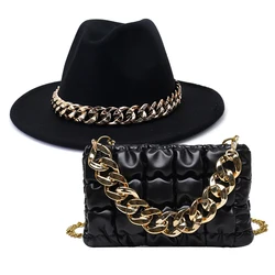 2022 Ladies Small Square Hand Purses Girl Metal Chain fedora hats and purse set Shoulder Bags Quilted PU Leather Handbags Women