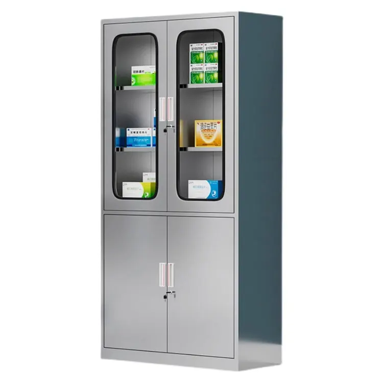 lockable glass door metal storage filing stainless steel medicine drawer modular pharmacy medical cabinet hospital furniture