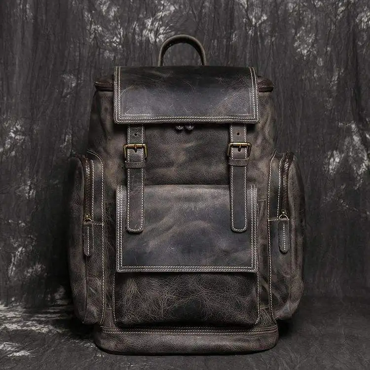 Premium Quality cowhide Leather Back Pack Mountain Land Smart Bag Pack Travel Back Pack