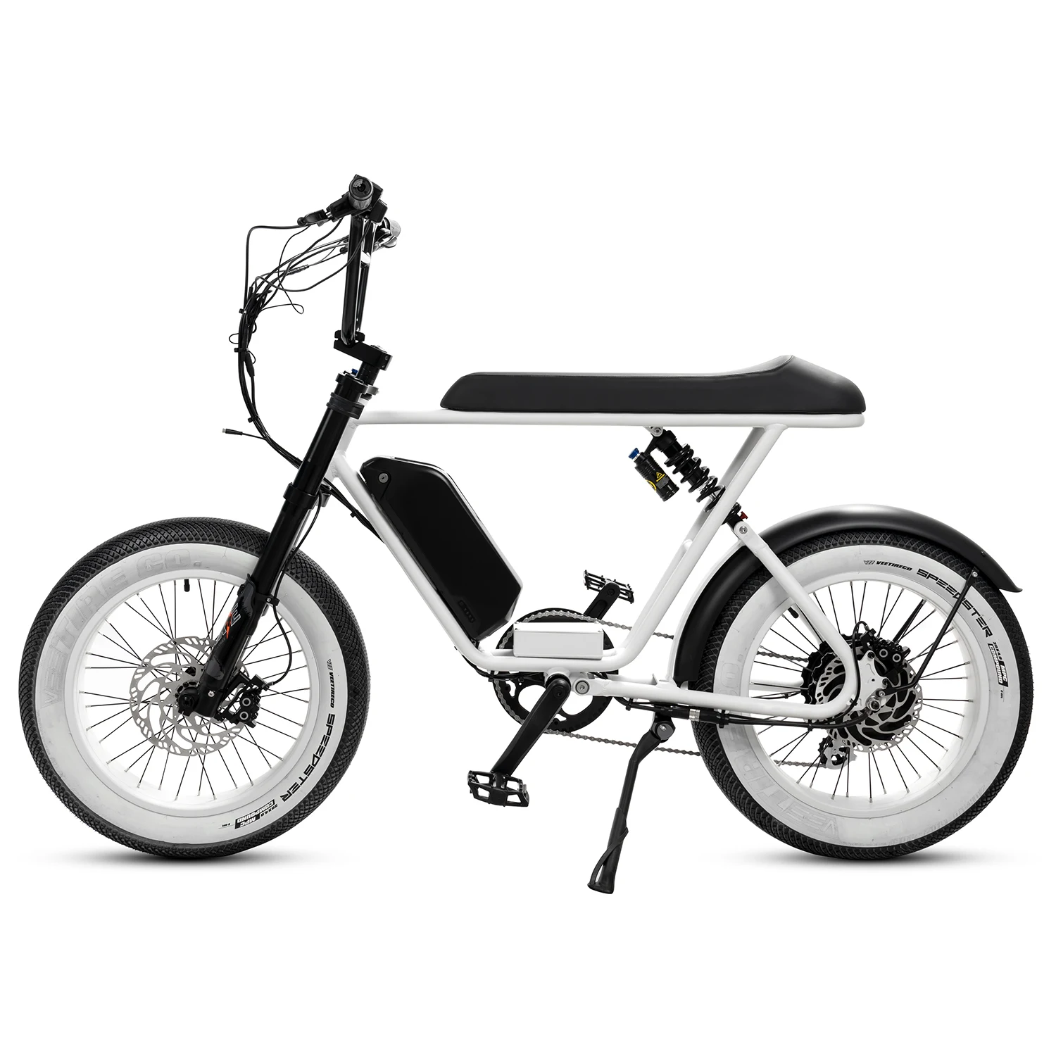 2024 Mario Retro-MX Full Suspension Unfolded Electric Bike with MAC 1000w MotorBlack and White  style off road ebike