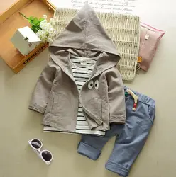 Высококачественная Осенняя детская эксклюзивная одежда, 3 предмета, повседневный комплект детской одежды