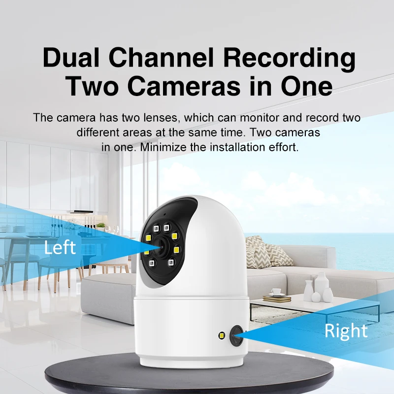 2024 OEM Indoor Camera Baby Monitor WiFi Camera Dual lens Views Rotation Wireless Color Night HD Smart Home Security Camera Ip