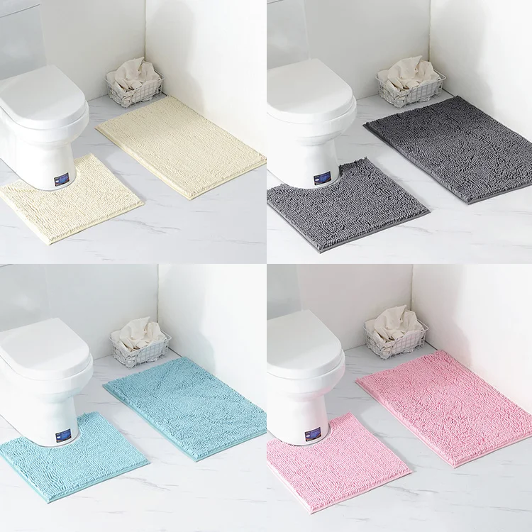 CX water absorbent rug soft microfiber chenille bath mat 2 piece set for bathroom