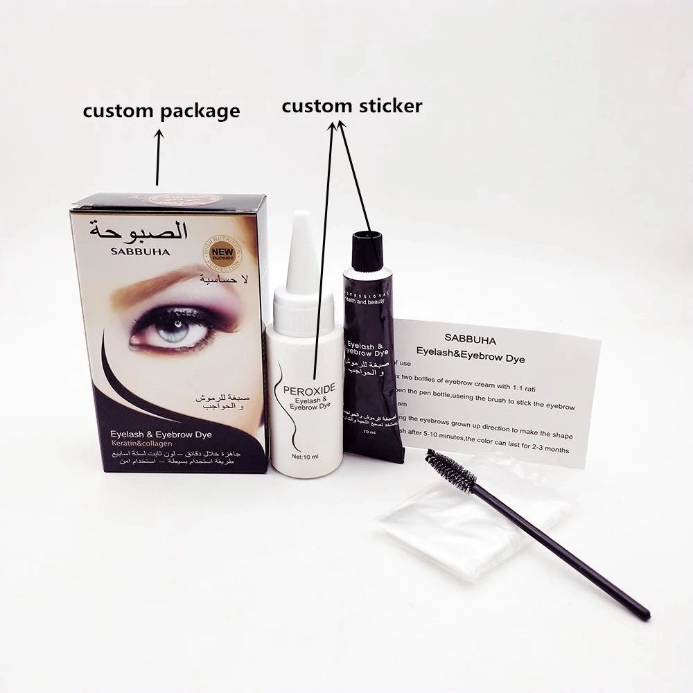 Long lasting 4-6 weeks lash tint private label eyebrow henna 3 colors brow tint dye kit