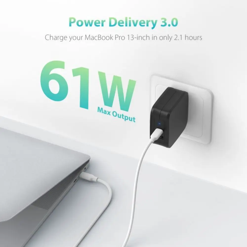 RAVPower phone charger 61W Super C Series 2 Port Wall Charger Suitable for all kinds of mobile phones