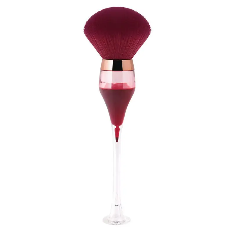 Multifunctional Synthetic Fiber Hair High Gloss Powder Red Wine Glass Girls Face Brushes For Make Up Set