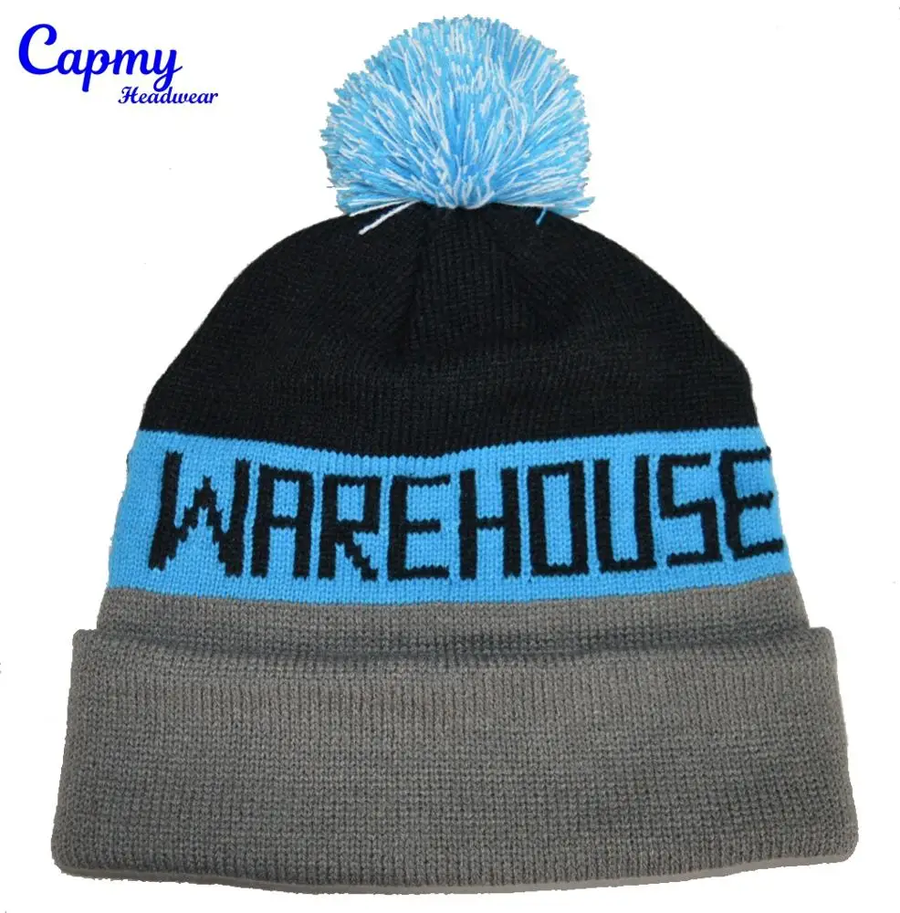 Wholesale high quality custom design knit winter beanie hat, customized embroidered beanie hat