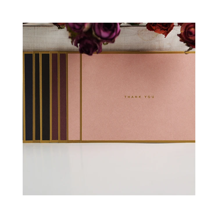 Luxury elegant custom logo printing blank gold foil greeting card thank you card custom with logo envelopes
