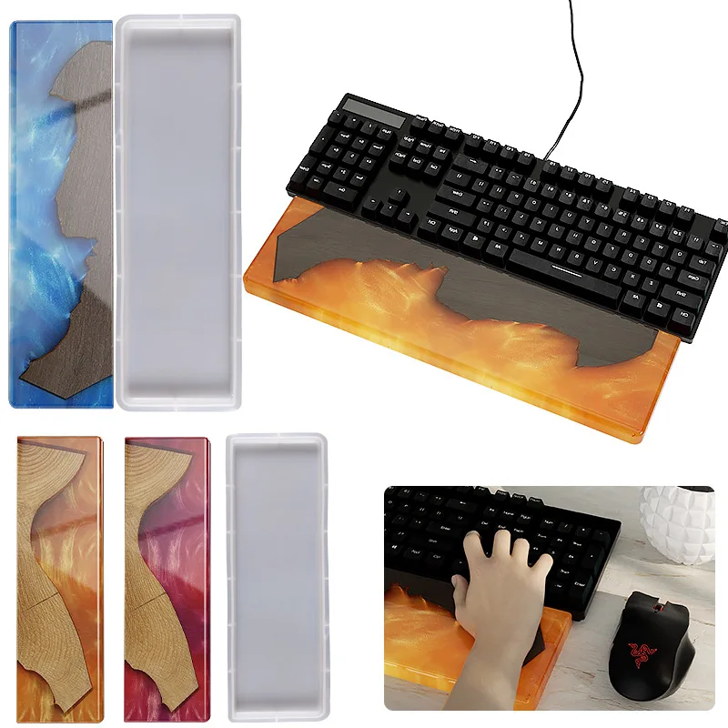 Keyboard Tray Silicone Mould Computer Fingerboard Pad UV Epoxy Resin Casting Mold For DIY Handmade Crafts Decor