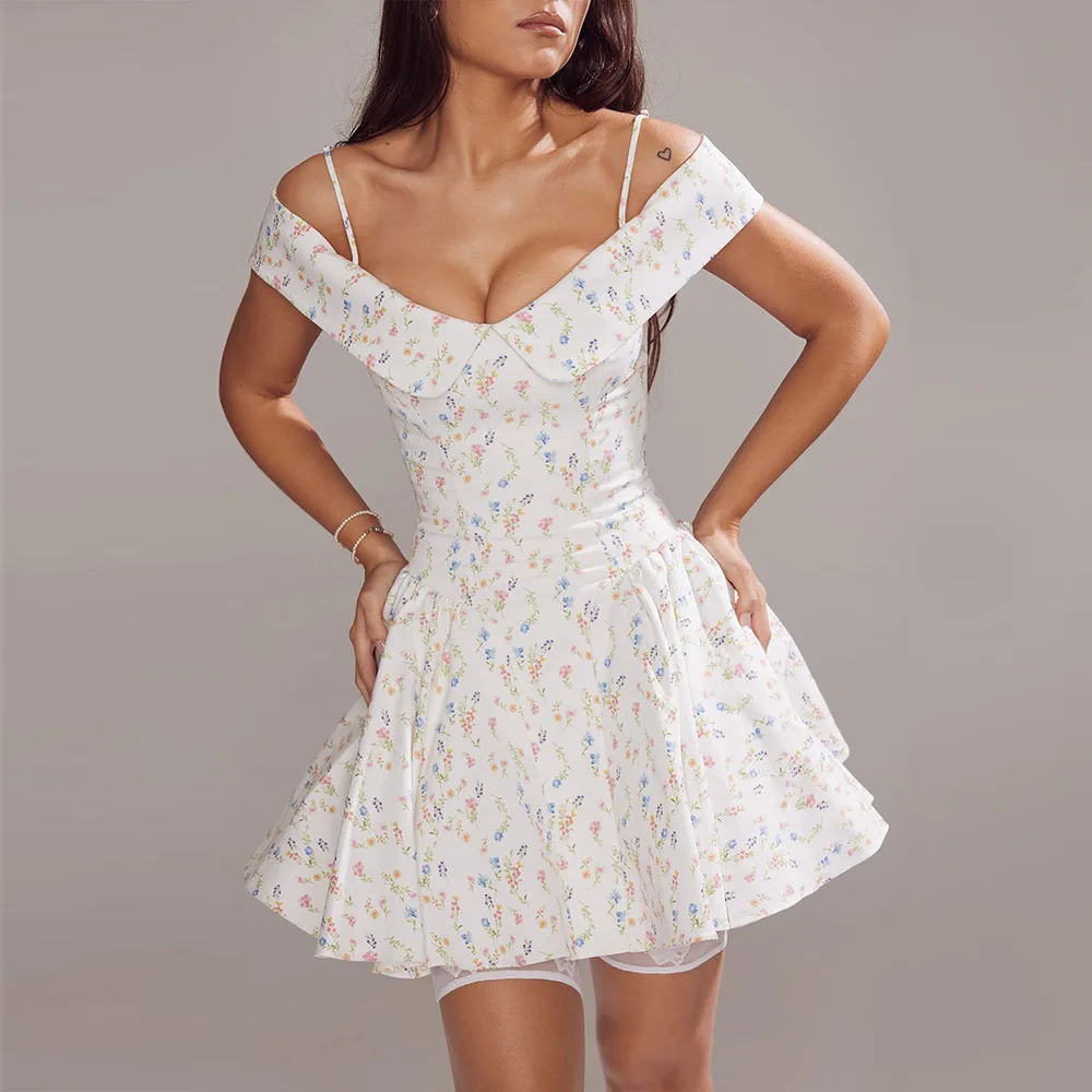 Bettergirl 2024 Fashion Design Factory Custom Summer Sexy Casual Floral Short Dress For Woman Clothes