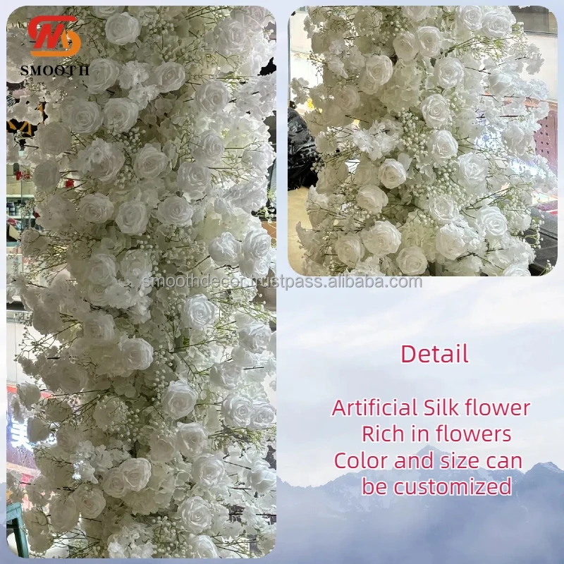 SMOOTH Artificial Silk Wedding Flower Arch Backdrop White Roses Flower Half Arch Wedding Arch for Wedding Decoration