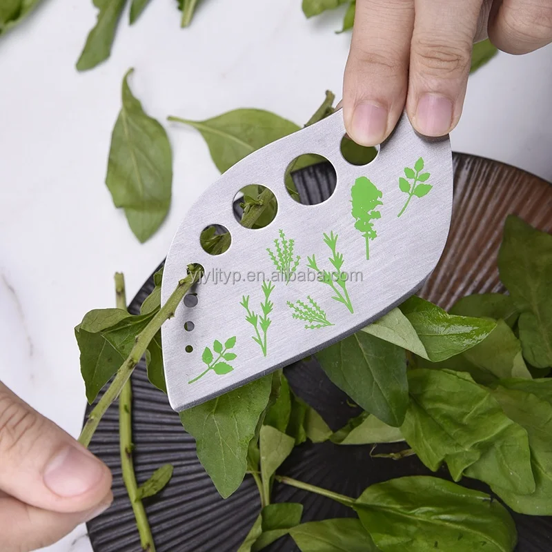 9 Holes Stainless Steel Kitchen Herb Leaf Stripping Tool Loose Leaf Kale Razor Herb Cutter Peeler Cutter for Chard Herb Stripper