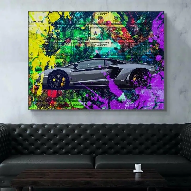 
Home Decor Canvas Posters Money Pictures Cool Sports Car Canvas Prints modern decoration abstract canvas art 
