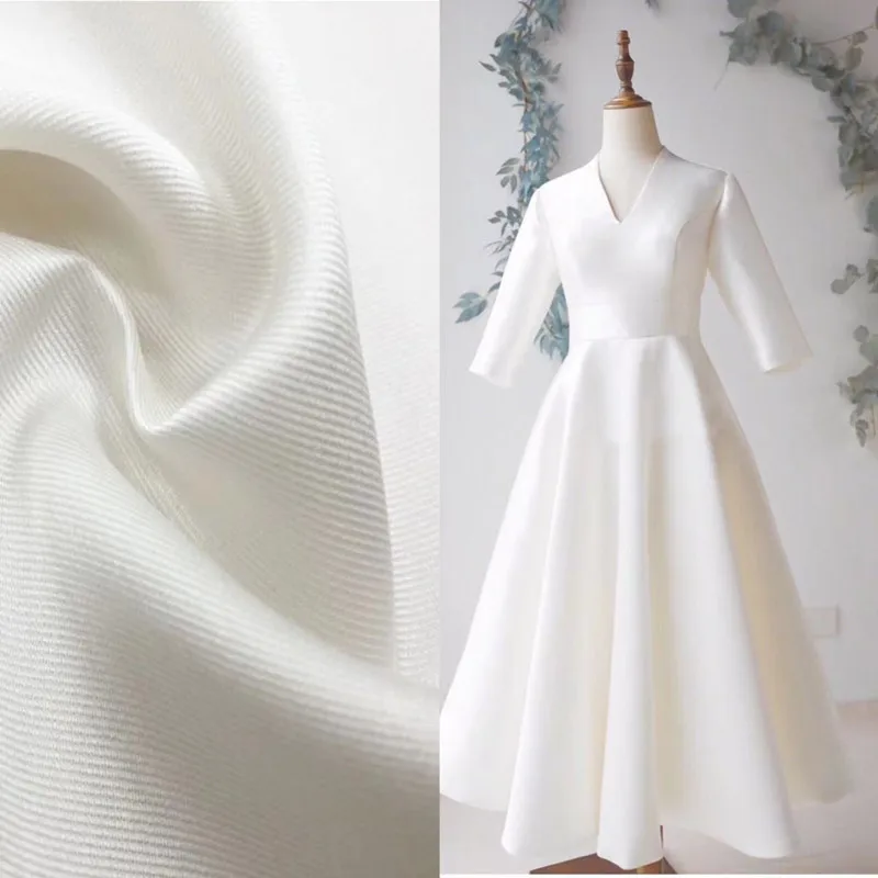 hot sale no no moq  beautiful 100% polyester 2 way  mikado bridal fabric
