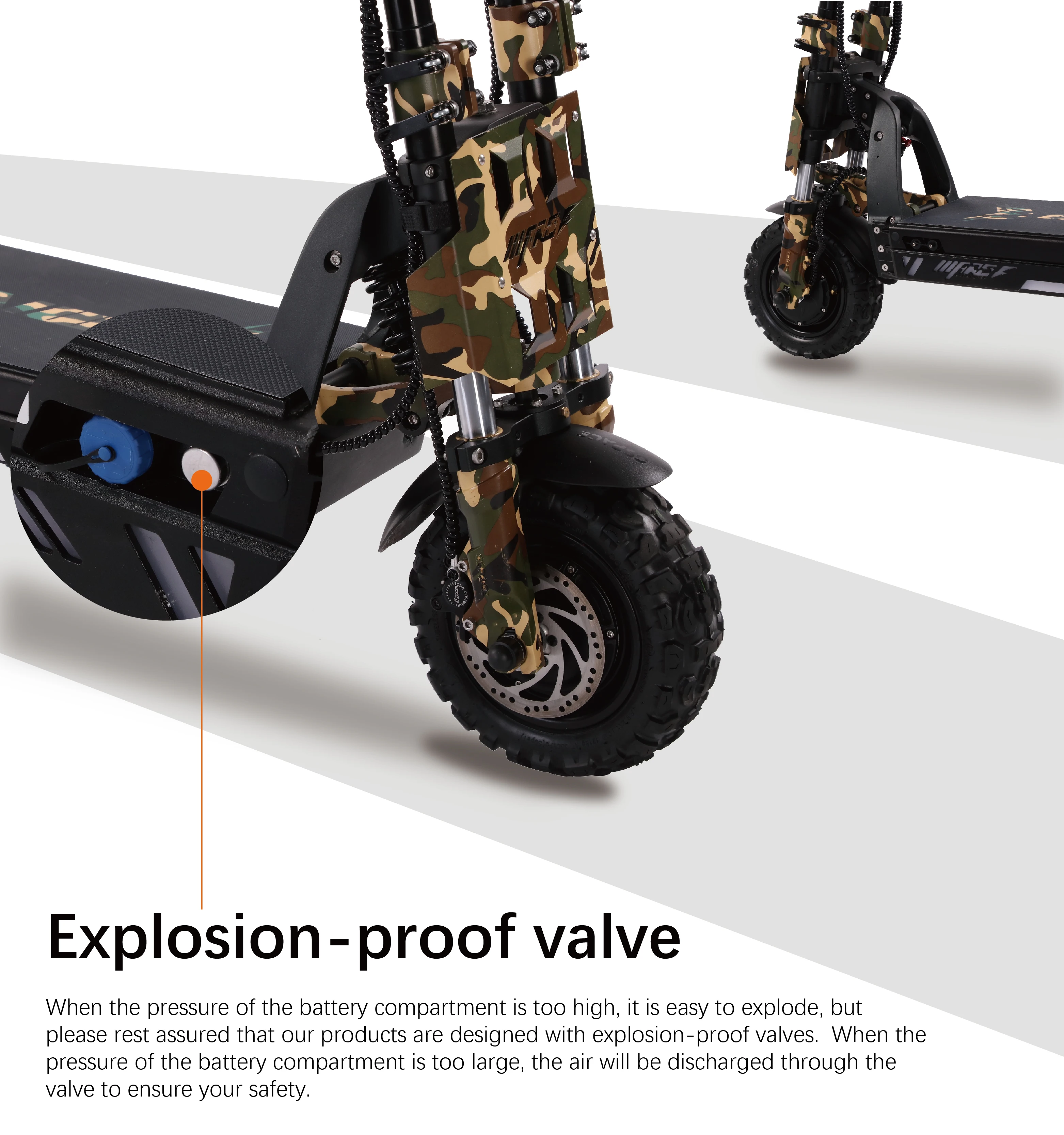 Gspace Mars 11 6000W 60V Powerful Damping Wide Two-wheel All Terrain Electric Scooter Mobility for Adult