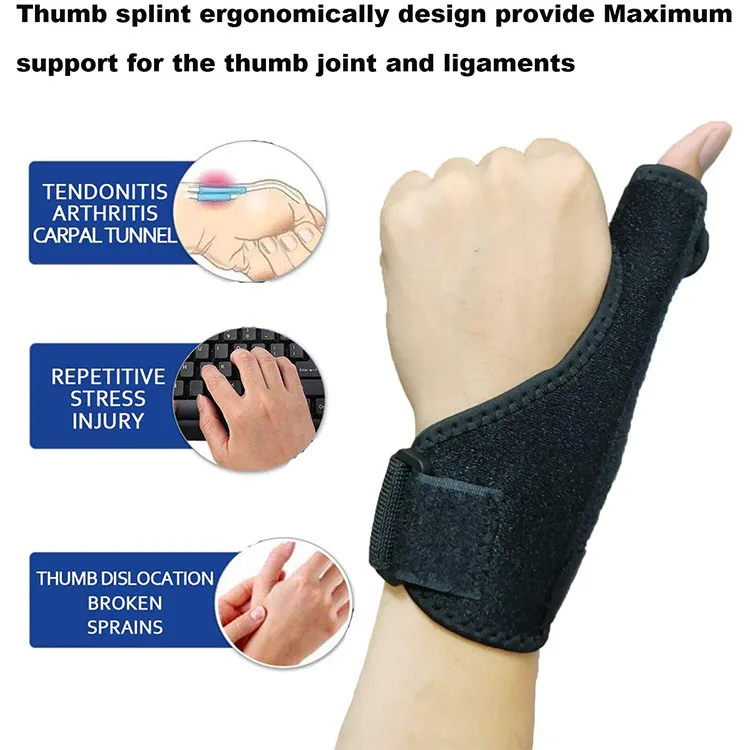 Wrist Brace Thumb Splint Adjustable Soft Stabilizer With Metal Splint Finger Support