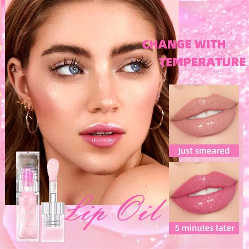 Color Changing Lip Gloss Clear Glassy Oil Natural Moisturizing Balm Reduce Lip Lines Jelly Plump Lips Care