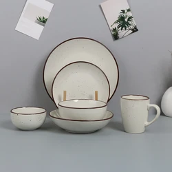 Hot Selling High Quality Nordic Style  Ceramic Tableware Set Black Dot Design Porcelain  Ceramic Dinnerware Set