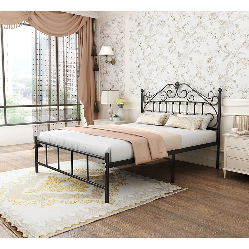
bed room high bed queen size single furniture iron hotel frame metal mesh base modern metal bed 