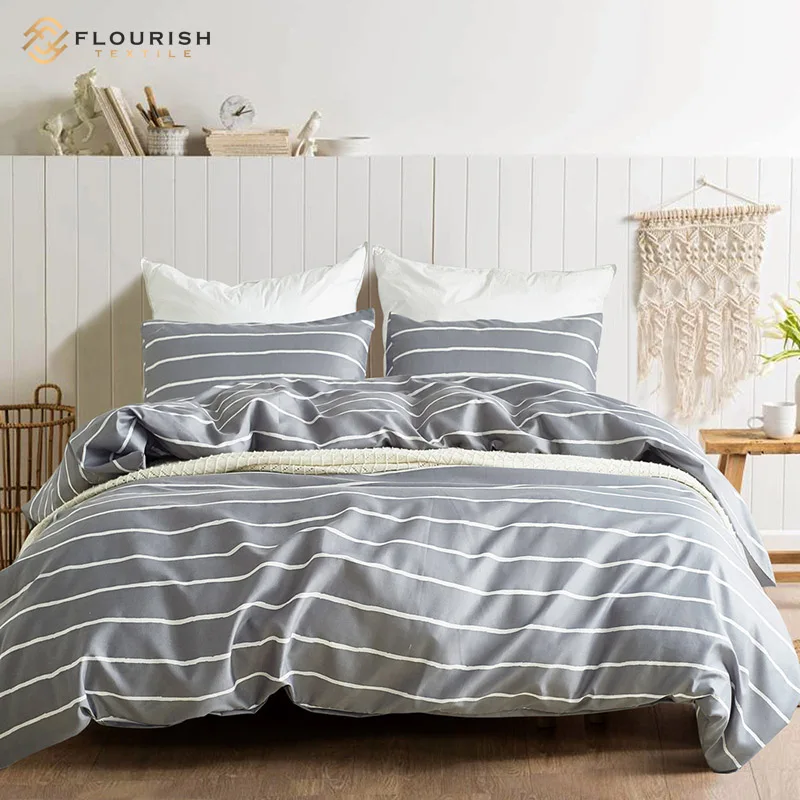 Flourish OEM Custom King Size Bedding Quilt Lyocell Fabric Blending Cotton Luxury Duvet Cover Set Bedding