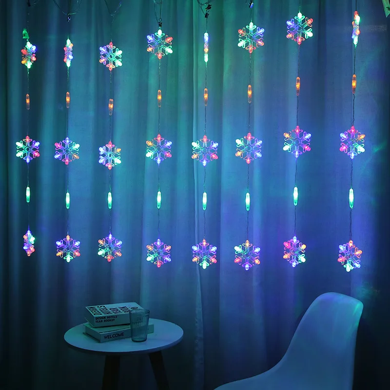 3M LED Christmas Curtain String Light LED Snowflake Garland Home Decorative Lights for Holiday