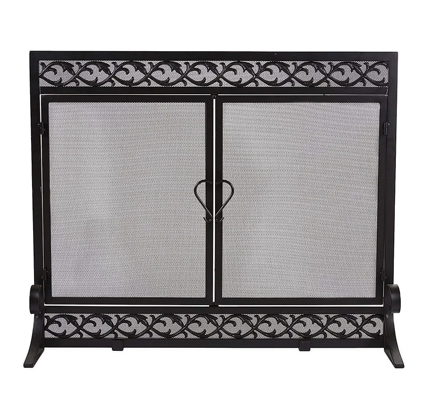 Antique Decor 3 Panel Scrolled Peacock Ornate Wrought 28 Inch Laptop Touch Screen Folding Fecral Fireplace Screen for Home Decor