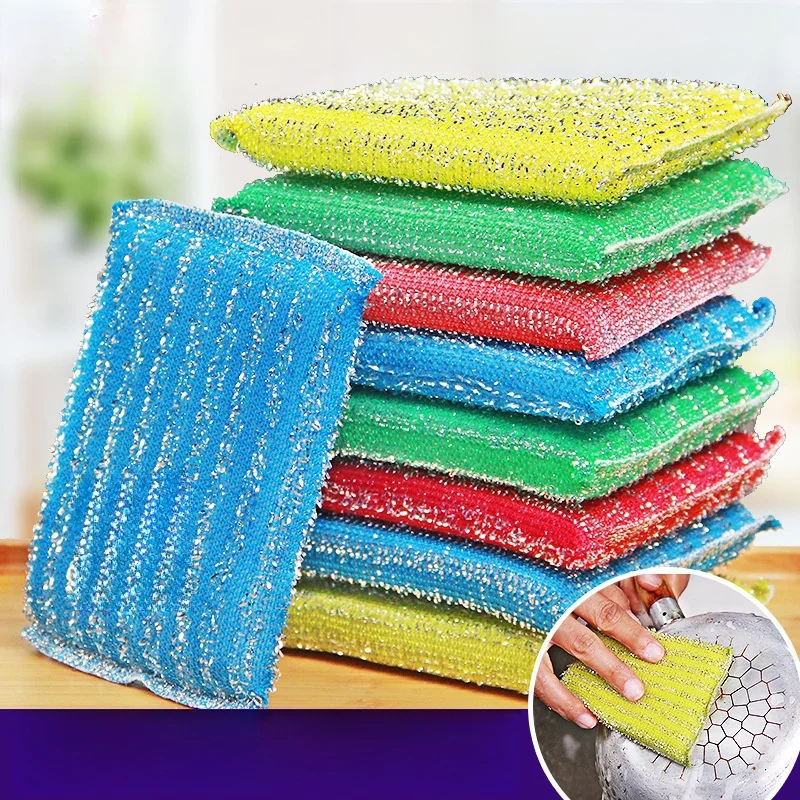 Eco-friendly Kitchen Microfiber Cleaning dish sponges with the steel wire dishwasher Dishwashing Sponge Washable Dish Sponge