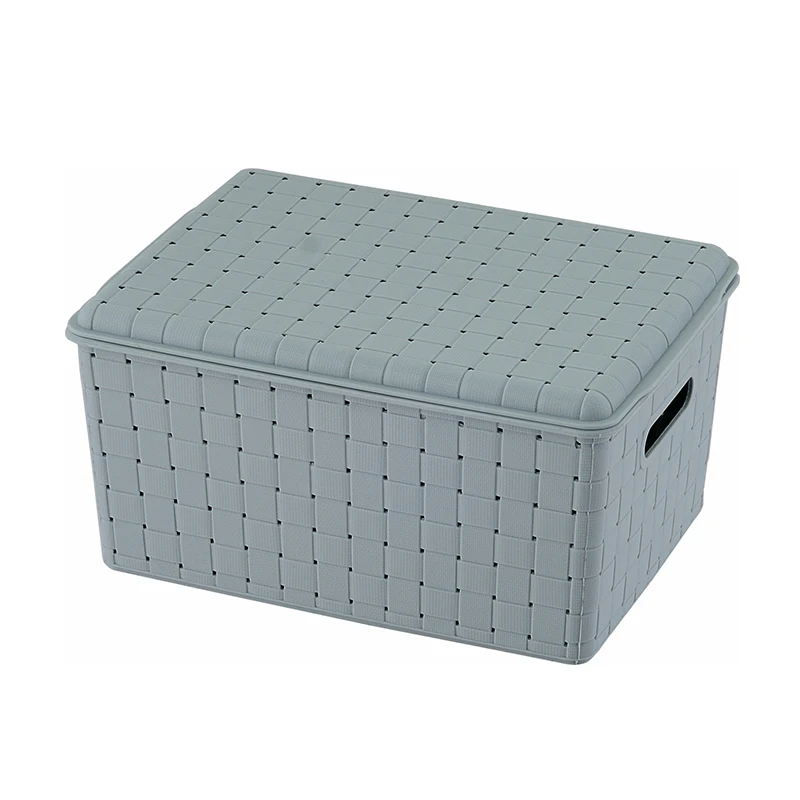 SA-9102L Cheap Multifunctional Rectangular Storage Plastic Rattan Basket With Lid