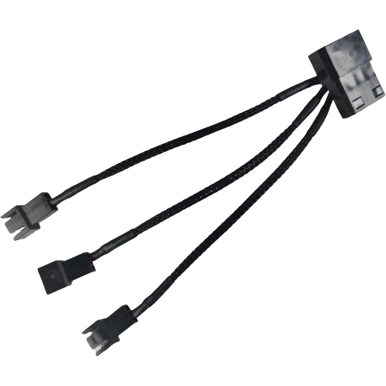 Computer Cooler Cooling Fan Power Adapter Cable Fan Power Splitter Cable Molex to 4 Fan