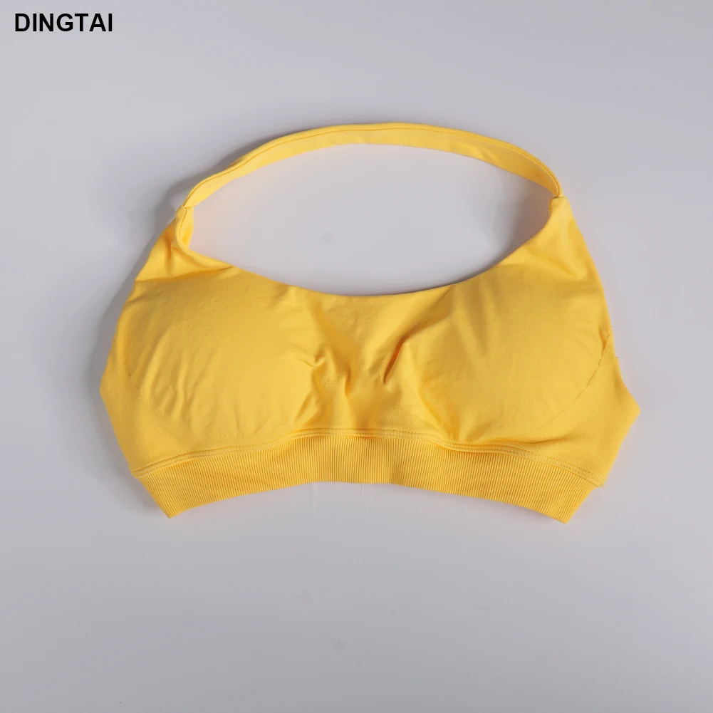 Womens Impact Sportswear Backless Halter Neck Workout Bra High Elastic Fitness Top Seamless Yoga Sports Bra