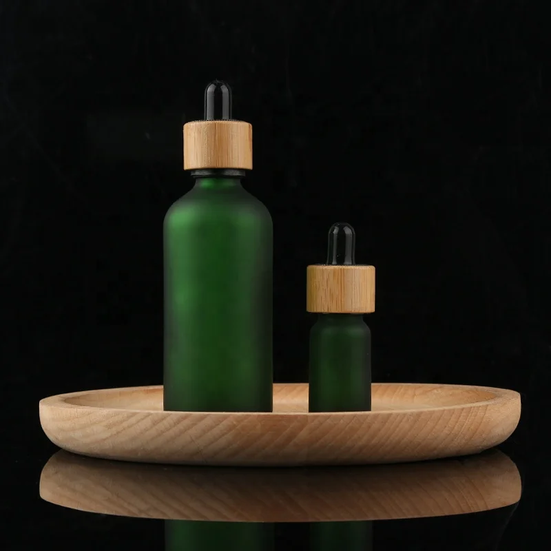 10ml 15ml 20ml 30ml 50ml 100ml 	 bamboo essential oil glass green frosted bottle caps for essential oil