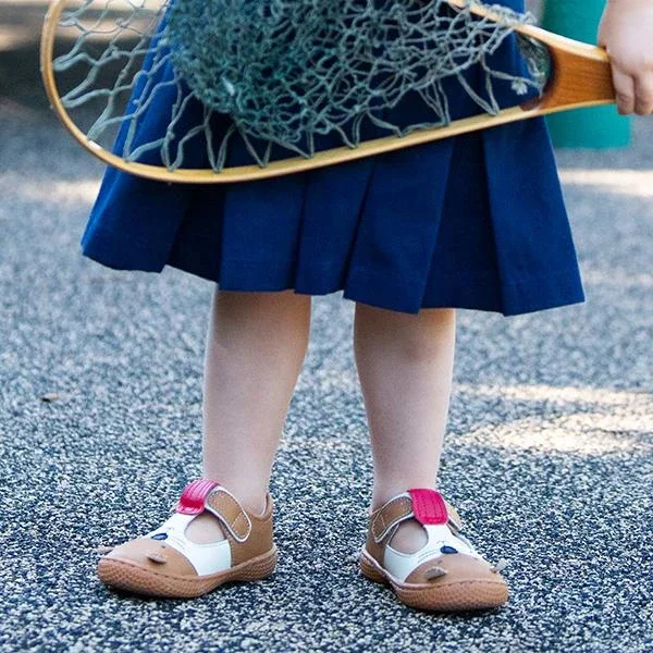 Livie and Luca High Quality barefoot flat breathable leather   casual cute print slipper sandal for baby toddler youth boy in bl