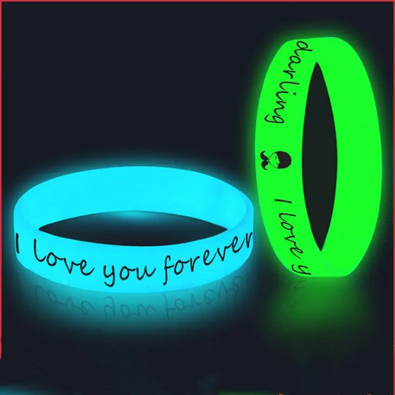 Glow Customized Hand Band Silicone Wristband Silicone Bracelets Glowing In The Dark Wrist Band