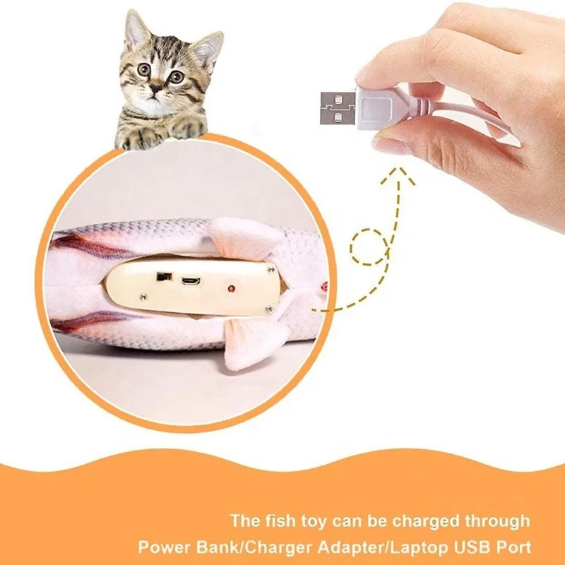  Имитация USB электрическая рыба игрушки для кошек Интерактивная движущаяся игрушка кошачьей