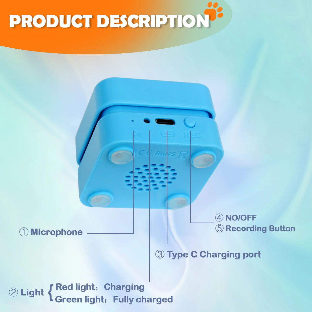 Rechargeable  Dog Buttons for Communication Starter Pack,Voice Recordable Buttons,Training Dogs Talking Recording Button