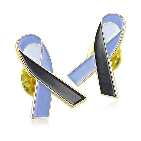 Wholesale Festival Lapel Pins Cancer Badge Awareness Women Pink Blue Red Ribbon Lapel Badge Enamel Pin