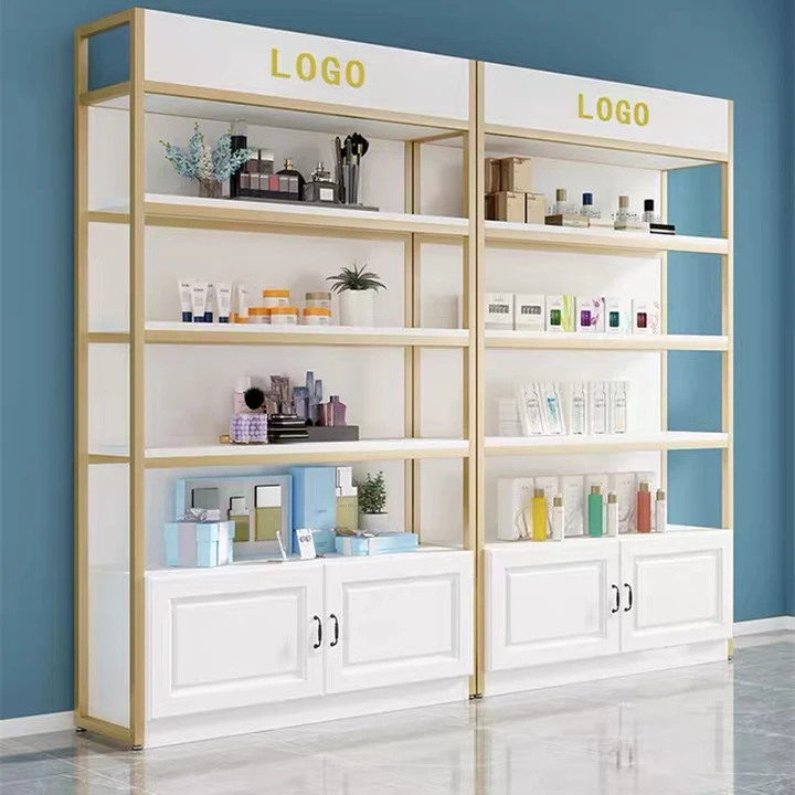 Multipurpose beauty salon display shelf showcase beauty products display rack gondola shelves