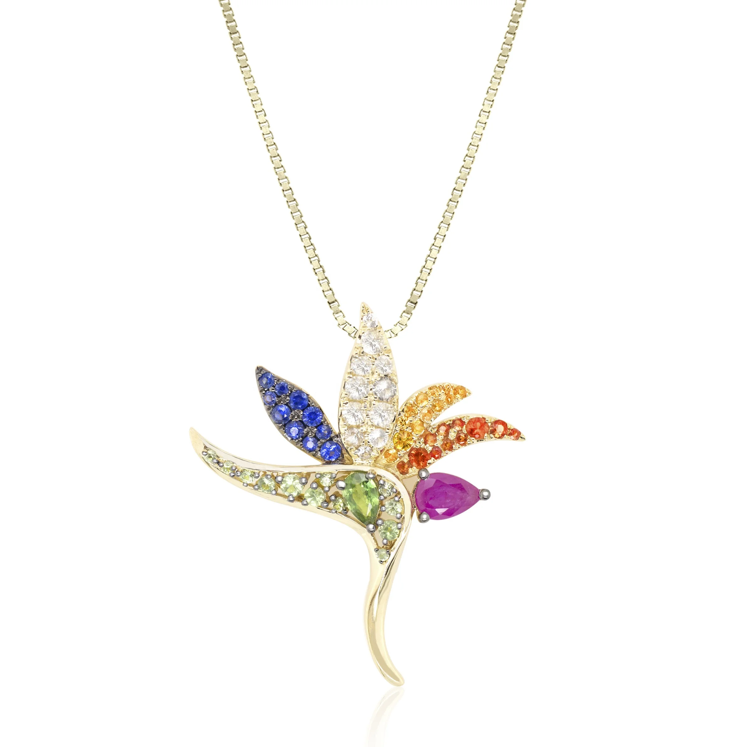 Charm Pendant 925 Sterling Silver Bird Of Paradise Pendant Wholesale Colorful Zircon Hawaii Bird Of Paradise Pendant