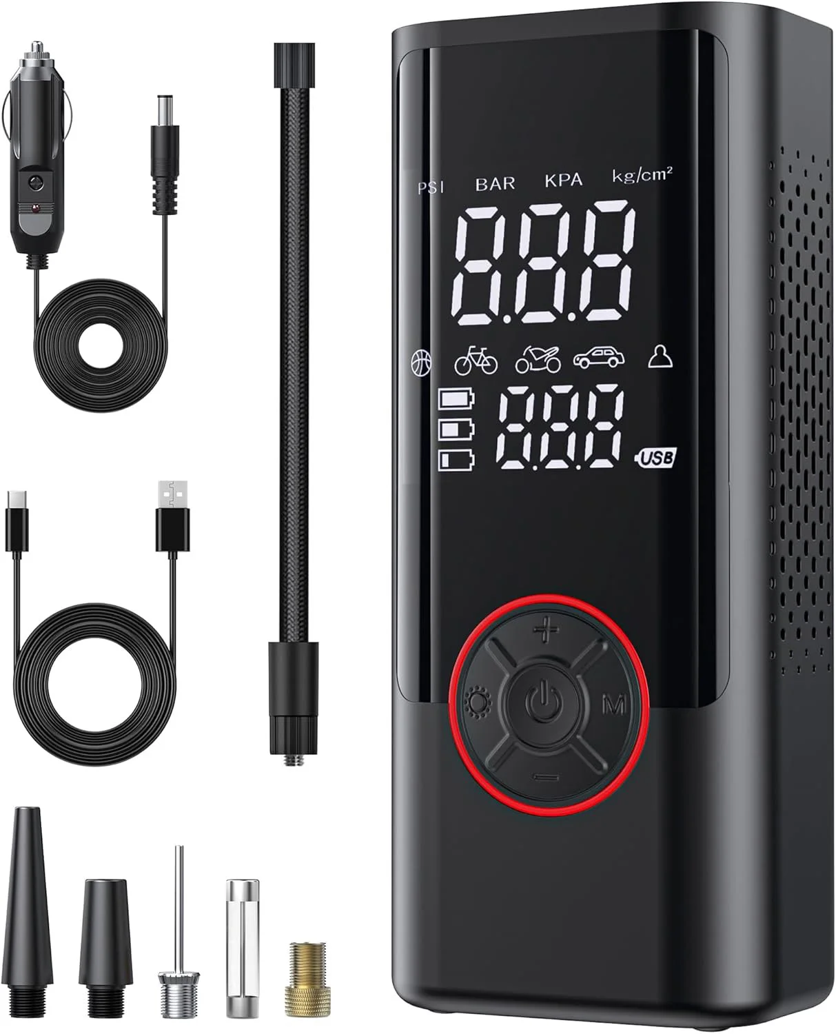 Source factory new outdoor automatic charging stop car air pump, 12V DC power line 6000mAh battery mobile power