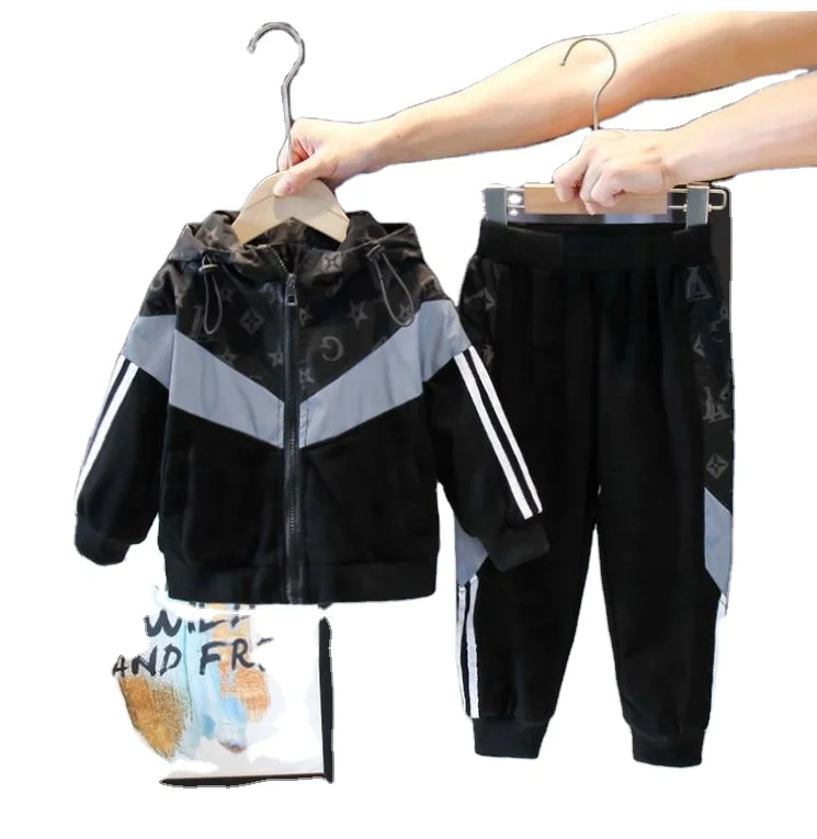 Fall Children Wear Fashion Sports Wear Boys Clothing Sets Hooded Jacket Pants 2Pcs Kids Clothing