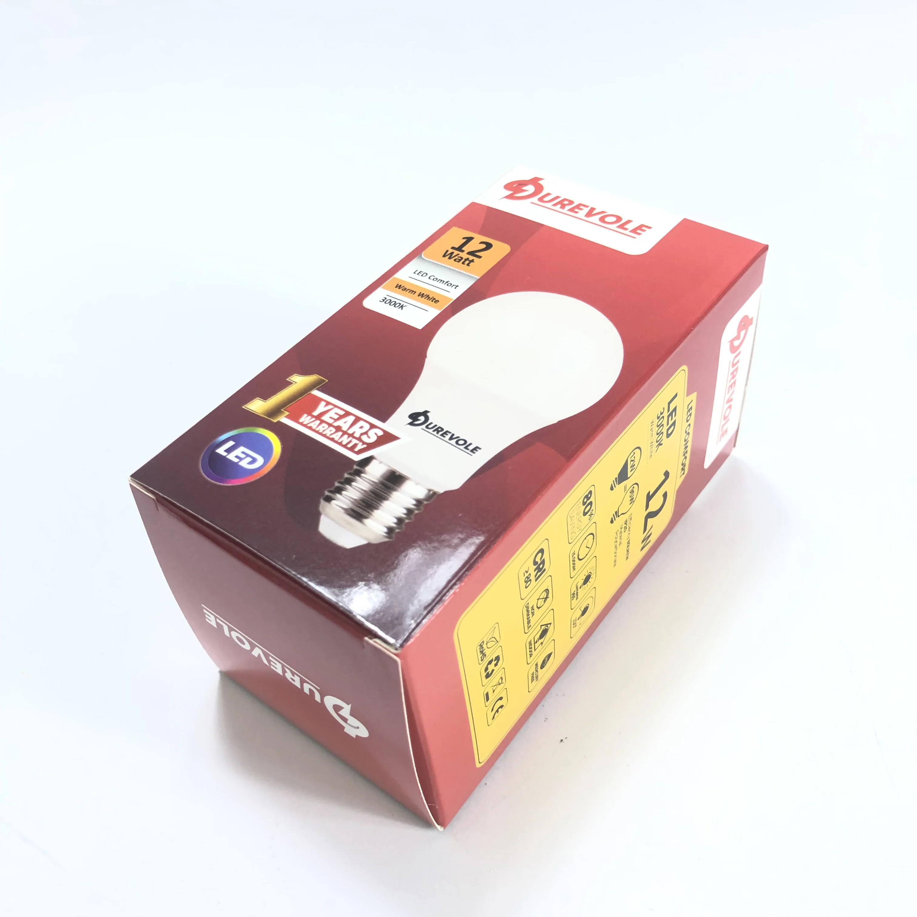 12 watts Custom design eco-friendly material packaging boxes for light bulb electrical products