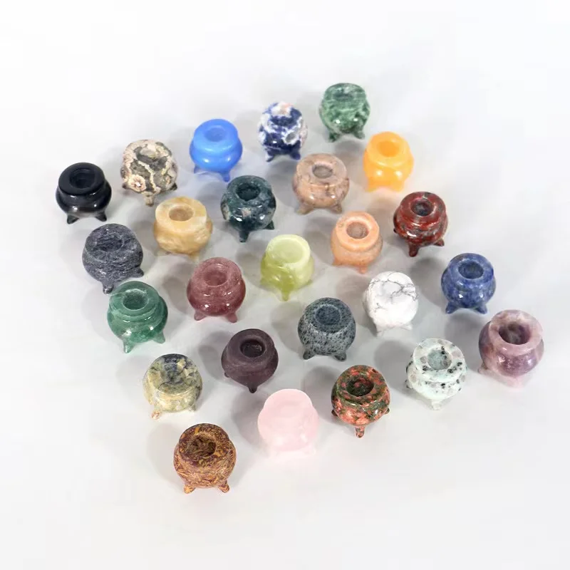 Factory Price Wholesale Natural Crystal Figurine Witches Cauldron Crystal Crafts For Home Decoration