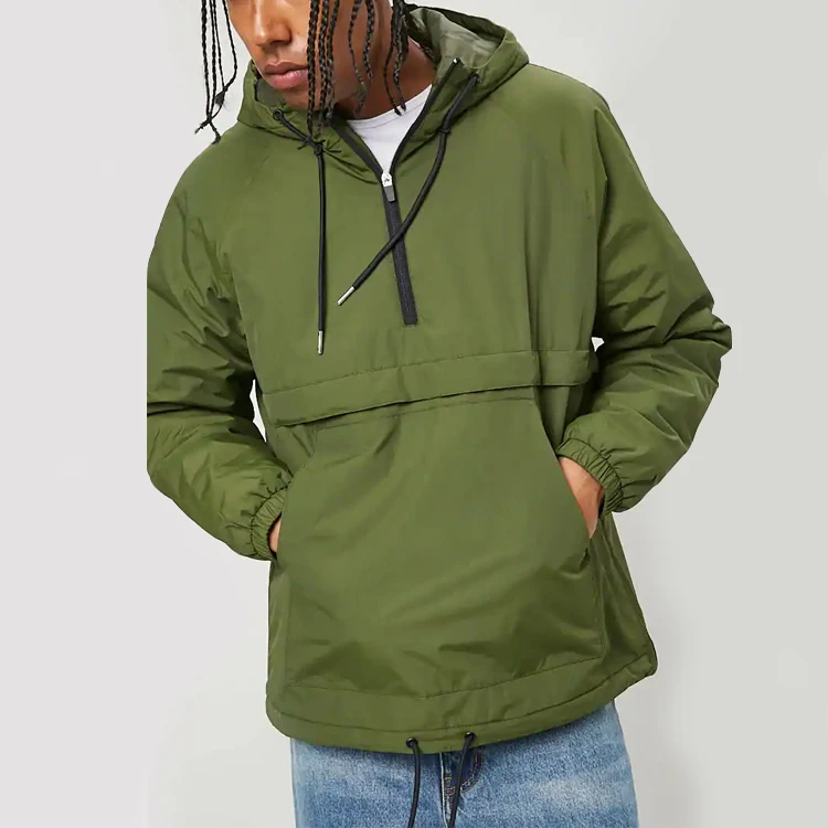 
mens custom casual fashion Zip-Up Hooded Anorak windbreaker jacket 