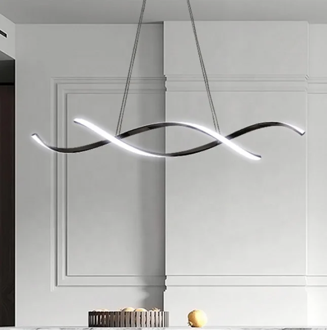 Modern Decorative Iron Home Hotel Personality Linear Creative Hanging Hanging Lde Dimmable Pendent Chandelier Pendant Light