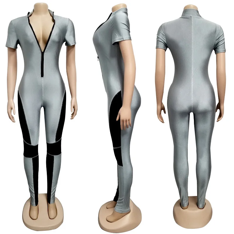 Street wear hip hop neon green bodysuit pants wholesale slim fit tracksuit women