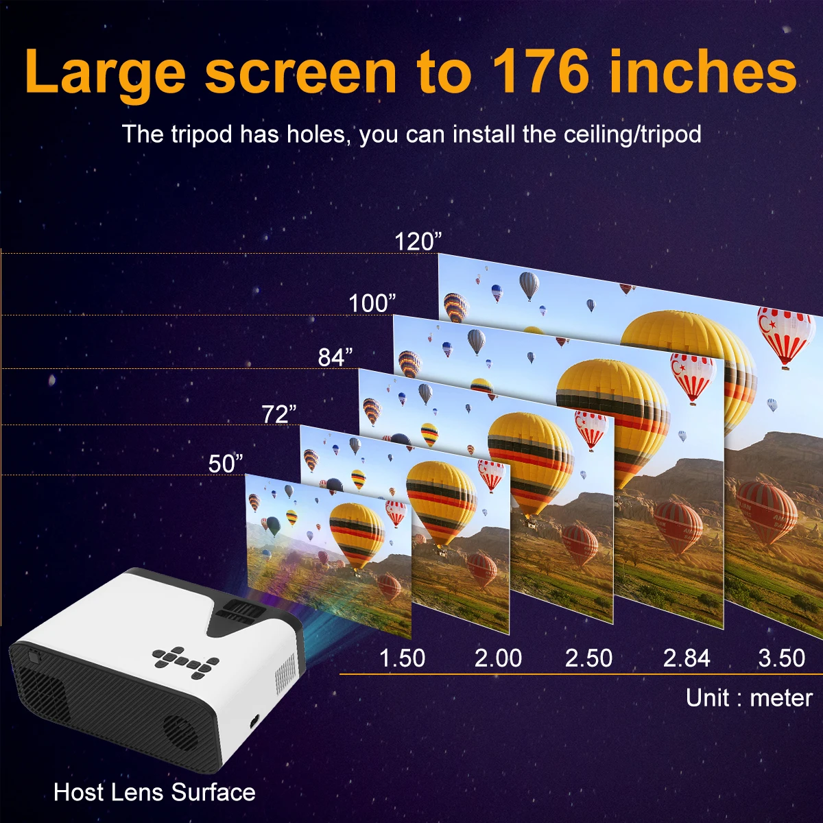  [Original factory] Mini Portable Home Cinema Projector 1080P Built in Speakers Video Proyector LED Full HD 4K