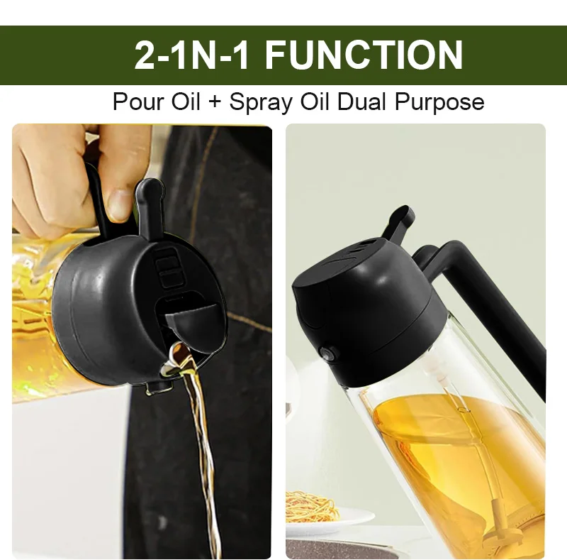 2 In 1 Kitchen Baking Olive Oil & Vinegar Spray Mister Bottle Oil Spray Bottle With Pour  Nozzle